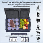 VEVOR Car Refrigerator, 25 L Dual Zone Portable Freezer, 12 Volt Car Refrigerator Fridge, -4℉-68℉ Adjustable Range, 12/24V DC and 100-240V AC Compressor Cooler for Outdoor, Camping, RV