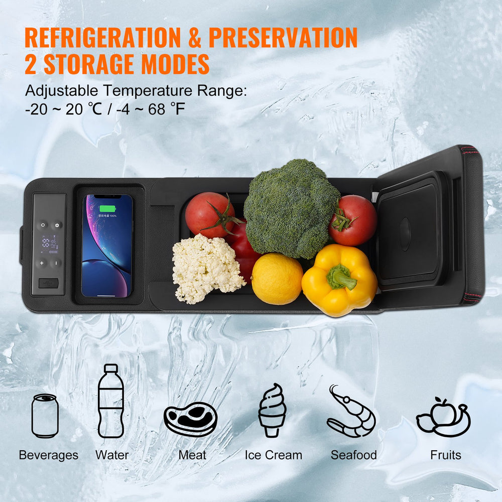 VEVOR Car Refrigerator, 12 Volt Car Armrest Refrigerator Fridge, 8 L Single Zone Portable Freezer, -4℉-68℉ Adjustable Range, 12/24V DC and 100-240V AC Compressor Cooler for Outdoor, Camping