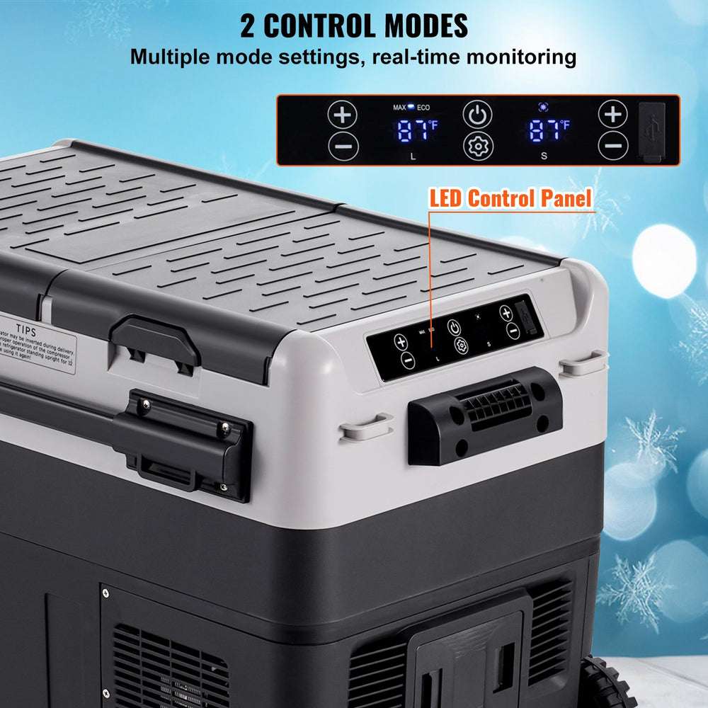VEVOR Portable Car Refrigerator, 12 Volt Car Refrigerator Fridge, 40 L / 42.3 qt Dual Zone Portable Freezer, -4℉-68℉ Adjustable Temperature, Compressor Cooler for Home, Outdoor, Camping, RV, Car