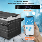 VEVOR Car Refrigerator, 12 Volt Car Refrigerator Fridge, 115 L Dual Zone Portable Freezer with Wheels and Handle, -4℉-68℉, 12/24V DC and 100-240V AC Compressor Cooler for Outdoor, Camping