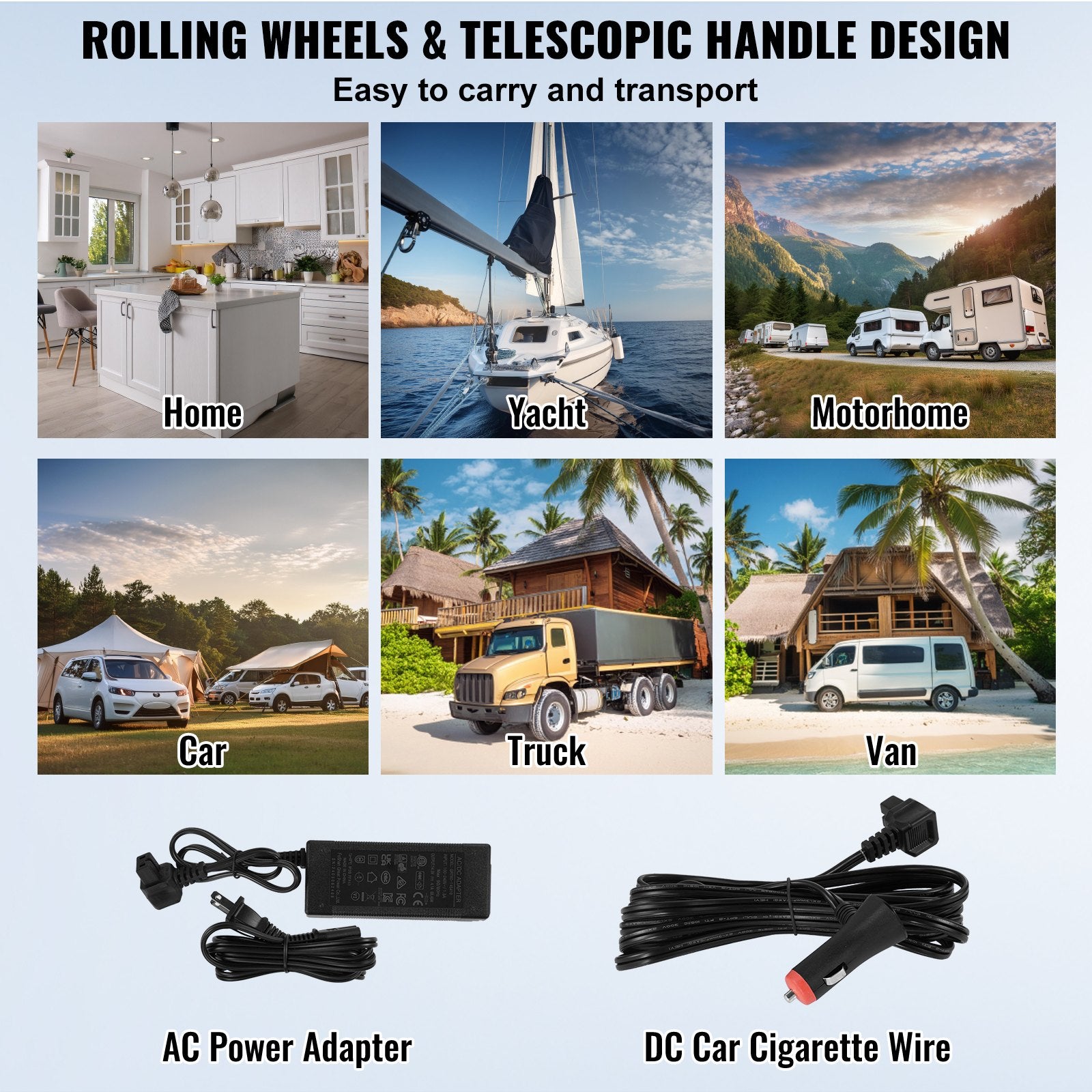 VEVOR Car Refrigerator, 12 Volt Car Refrigerator Fridge, 95 L Dual Zone Portable Freezer with Wheels and Handle, -4℉-68℉, 12/24V DC and 100-240V AC Compressor Cooler for Outdoor, Camping