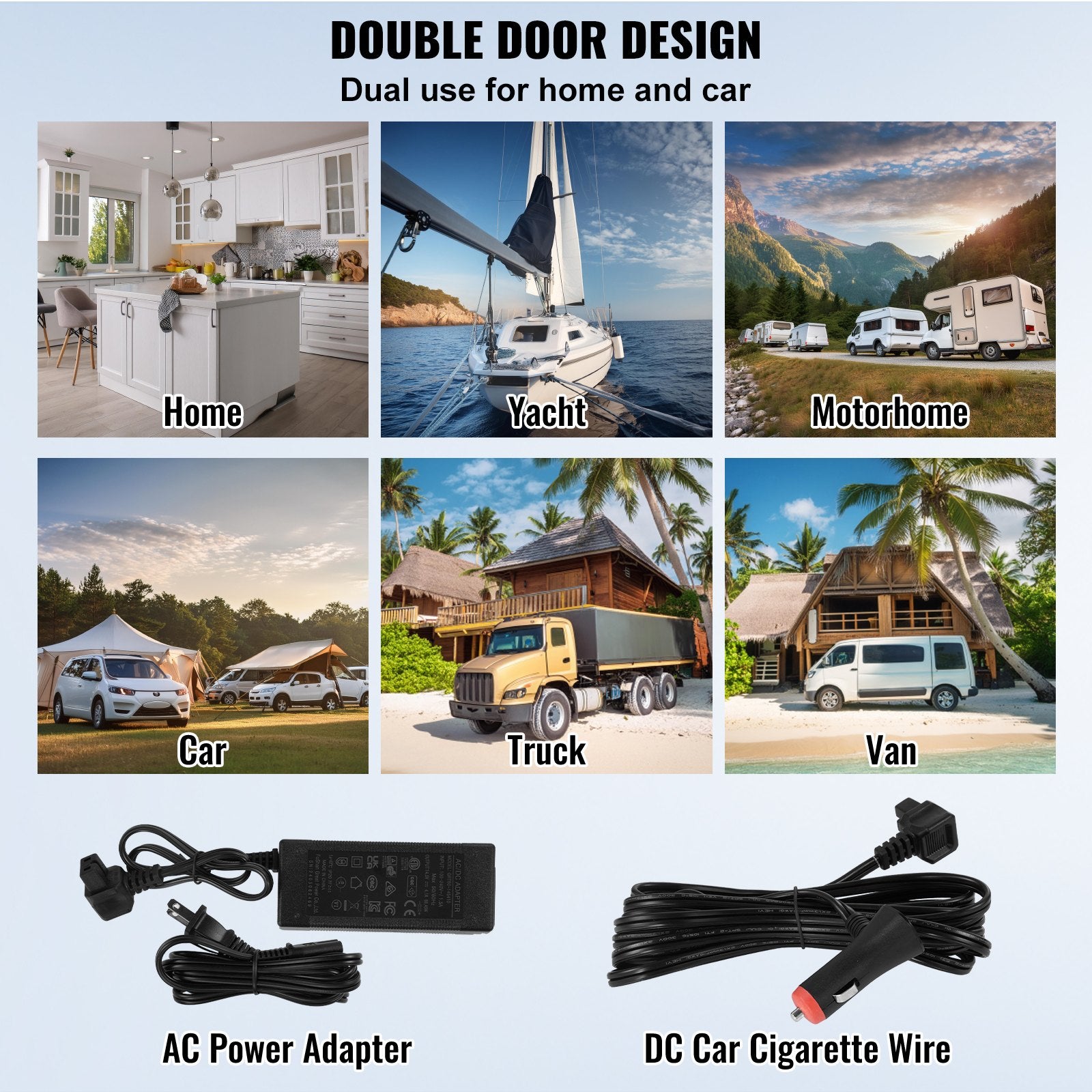 VEVOR Car Refrigerator, 25 L Dual Zone Portable Freezer, 12 Volt Car Refrigerator Fridge, -4℉-68℉ Adjustable Range, 12/24V DC and 100-240V AC Compressor Cooler for Outdoor, Camping, RV