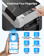 VEVOR Car Refrigerator, DC 12/24V AC100-240V Compressor Electric Cooler,-20°C to 20°C Truck Refrigerator with APP Control, Wheels & Dual Zone, 45L Cars Cooler for RVs, Boats, Camping, Fishing