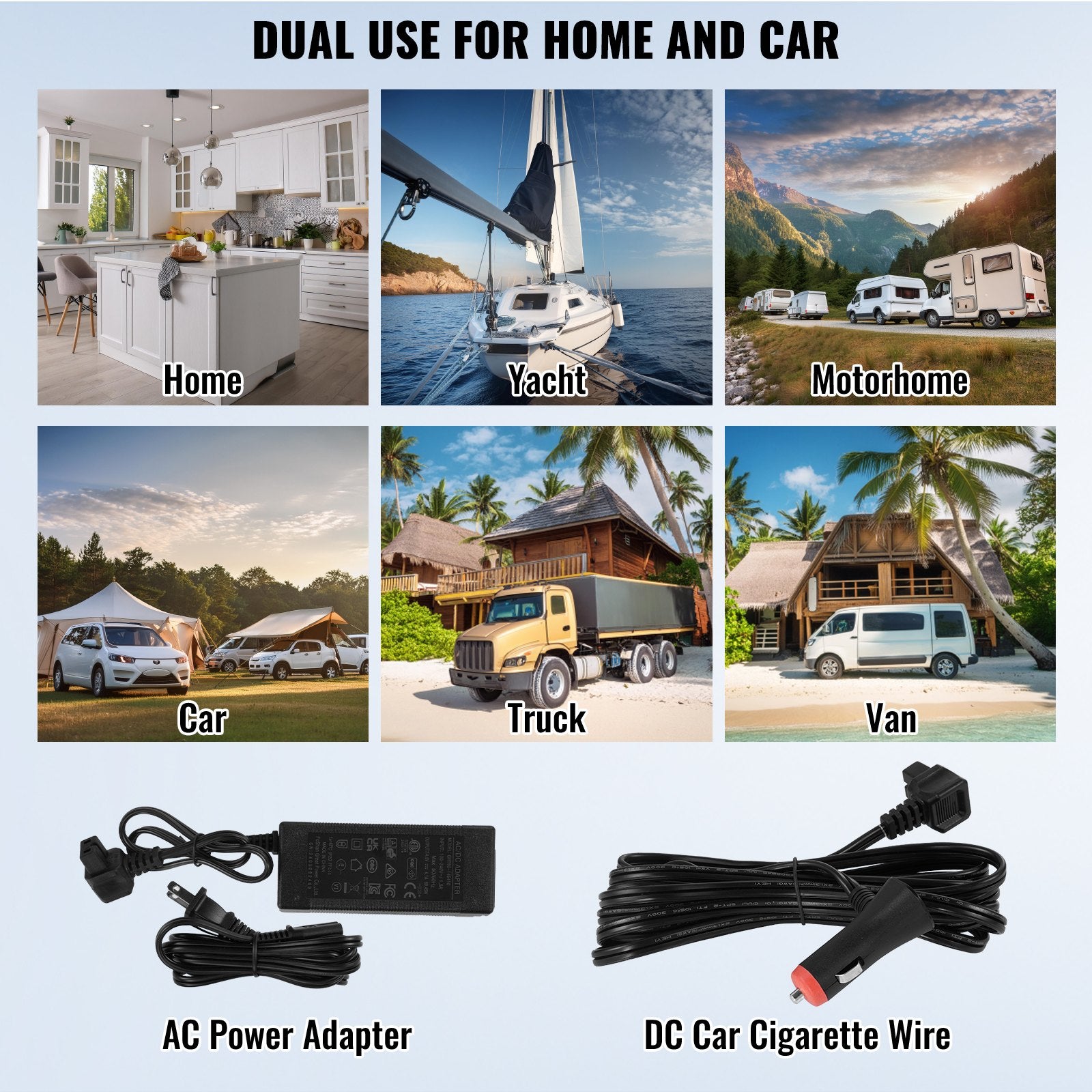 VEVOR Car Refrigerator, 12 Volt Car Refrigerator Fridge, 40 L Dual Zone Portable Freezer, -4℉-68℉ Adjustable Range, 12/24V DC and 100-240V AC Compressor Cooler for Outdoor, Camping, RV