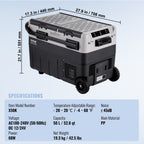 VEVOR Portable Car Refrigerator, 12 Volt Car Refrigerator Fridge, 50 L / 52.8 QT Dual Zone Portable Freezer, -4℉-68℉ Adjustable Temperature, Compressor Cooler for Home, Outdoor, Camping, RV, Car