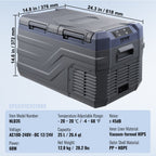VEVOR Car Refrigerator, 25 L Dual Zone Portable Freezer, 12 Volt Car Refrigerator Fridge, -4℉-68℉ Adjustable Range, 12/24V DC and 100-240V AC Compressor Cooler for Outdoor, Camping, RV