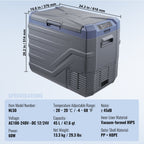 VEVOR Car Refrigerator, 12 Volt Car Refrigerator Fridge, 45 L Single Zone Portable Freezer with Built-in Light, -4℉-68℉, 12/24V DC and 100-240V AC Compressor Cooler for Outdoor, Camping, RV