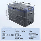 VEVOR Car Refrigerator, 12 Volt Car Refrigerator Fridge, 37 L Single Zone Portable Freezer with Built-in Light, -4℉-68℉, 12/24V DC and 100-240V AC Compressor Cooler for Outdoor, Camping, RV