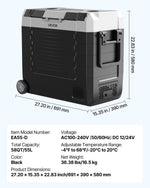VEVOR Car Refrigerator, DC 12/24V AC100-240V Compressor Electric Cooler, -20°C to 20°C Truck Refrigerator with APP Control, Wheels & Dual Zone, 55L Cars Cooler for RVs, Boats, Camping, Fishing