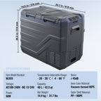 VEVOR Car Refrigerator, 12 Volt Car Refrigerator Fridge, 40 L Dual Zone Portable Freezer, -4℉-68℉ Adjustable Range, 12/24V DC and 100-240V AC Compressor Cooler for Outdoor, Camping, RV