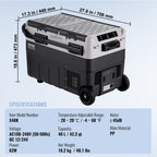 VEVOR Portable Car Refrigerator, 12 Volt Car Refrigerator Fridge, 40 L / 42.3 qt Dual Zone Portable Freezer, -4℉-68℉ Adjustable Temperature, Compressor Cooler for Home, Outdoor, Camping, RV, Car