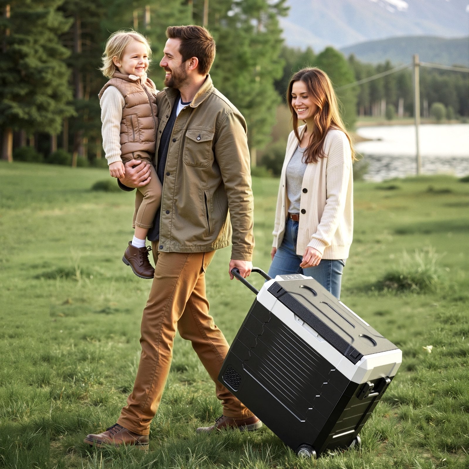 VEVOR Car Refrigerator, DC 12/24V AC100-240V Compressor Electric Cooler, -20°C to 20°C Truck Refrigerator with APP Control, Wheels & Dual Zone, 55L Cars Cooler for RVs, Boats, Camping, Fishing