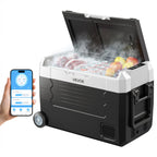 VEVOR Car Refrigerator, DC 12/24V AC100-240V Compressor Electric Cooler, -20°C to 20°C Truck Refrigerator with APP Control, Wheels & Dual Zone, 35L Cars Cooler for RVs, Boats, Camping, Fishing