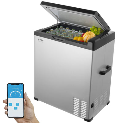 VEVOR Car Refrigerator, 12 Volt Car Refrigerator Fridge, 70 L Single Zone Portable Freezer, -4℉-68℉ Adjustable Range, 12/24V DC and 100-240V AC Compressor Cooler for Outdoor, Camping, RV