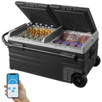 VEVOR Car Refrigerator, 12 Volt Car Refrigerator Fridge, 95 L Dual Zone Portable Freezer with Wheels and Handle, -4℉-68℉, 12/24V DC and 100-240V AC Compressor Cooler for Outdoor, Camping