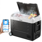 VEVOR Car Refrigerator, DC 12/24V AC100-240V Compressor Electric Cooler,-20°C to 20°C Truck Refrigerator with APP Control, Wheels & Dual Zone, 45L Cars Cooler for RVs, Boats, Camping, Fishing