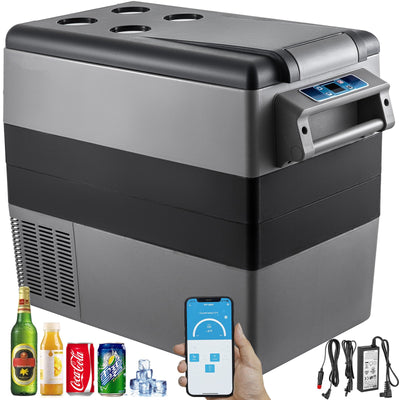 VEVOR Car Refrigerator 55L Compressor Portable Small Refrigerator Car Refrigerator Freezer Vehicle Car Truck RV Boat Mini Electric Cooler for Driving Travel Fishing Outdoor and Home Use