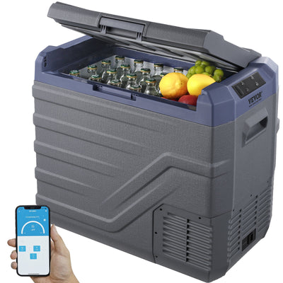 VEVOR Car Refrigerator, 12 Volt Car Refrigerator Fridge, 45 L Single Zone Portable Freezer with Built-in Light, -4℉-68℉, 12/24V DC and 100-240V AC Compressor Cooler for Outdoor, Camping, RV