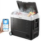 VEVOR Car Refrigerator, DC 12/24V AC100-240V Compressor Electric Cooler, -20°C to 20°C Truck Refrigerator with APP Control, Wheels & Dual Zone, 55L Cars Cooler for RVs, Boats, Camping, Fishing