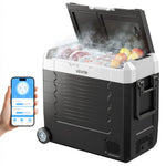 VEVOR Car Refrigerator, DC 12/24V AC100-240V Compressor Electric Cooler, -20°C to 20°C Truck Refrigerator with APP Control, Wheels & Dual Zone, 55L Cars Cooler for RVs, Boats, Camping, Fishing