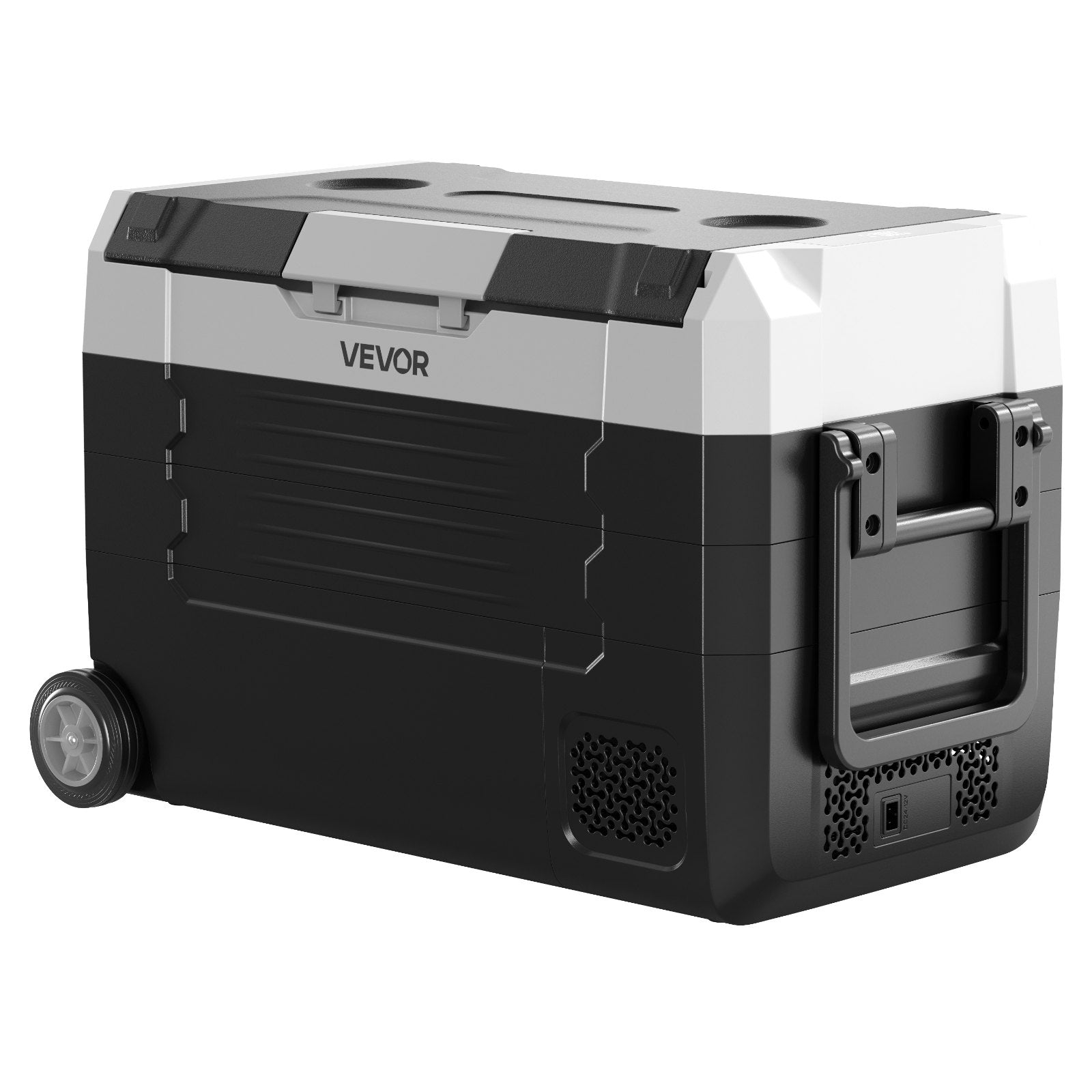 VEVOR Car Refrigerator, DC 12/24V AC100-240V Compressor Electric Cooler, -20°C to 20°C Truck Refrigerator with APP Control, Wheels & Dual Zone, 35L Cars Cooler for RVs, Boats, Camping, Fishing
