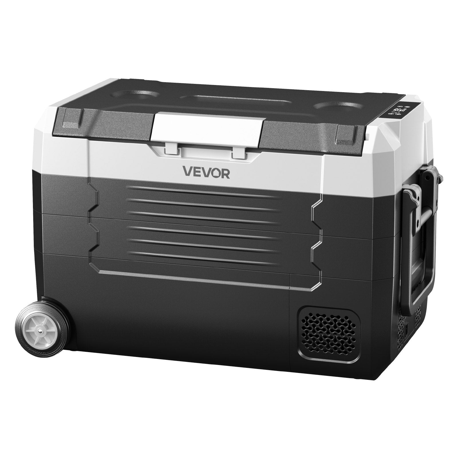 VEVOR Car Refrigerator, DC 12/24V AC100-240V Compressor Electric Cooler, -20°C to 20°C Truck Refrigerator with APP Control, Wheels & Dual Zone, 35L Cars Cooler for RVs, Boats, Camping, Fishing