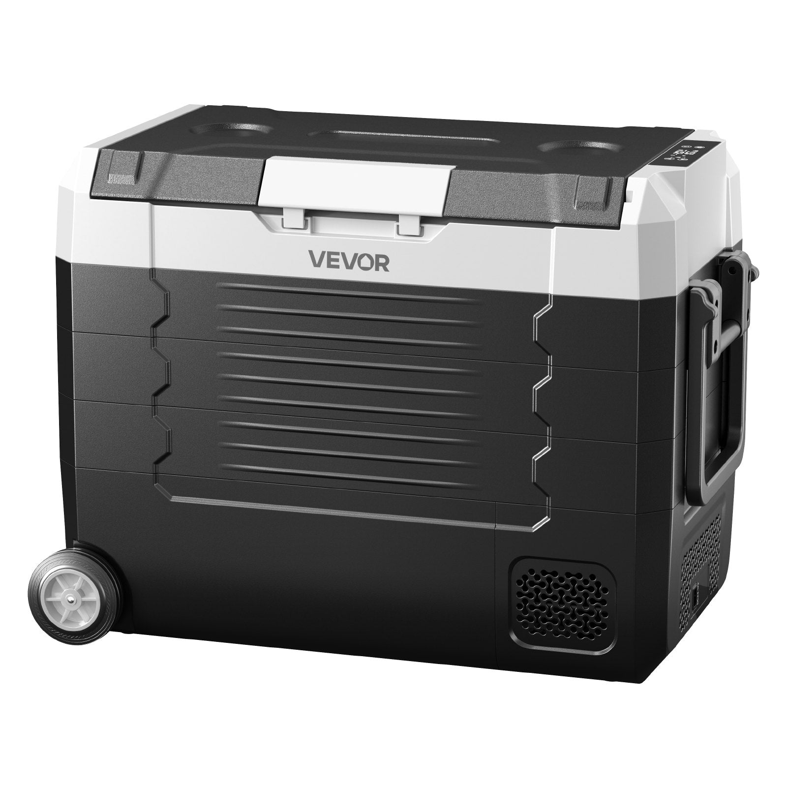 VEVOR Car Refrigerator, DC 12/24V AC100-240V Compressor Electric Cooler,-20°C to 20°C Truck Refrigerator with APP Control, Wheels & Dual Zone, 45L Cars Cooler for RVs, Boats, Camping, Fishing