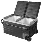 VEVOR Car Refrigerator, 12 Volt Car Refrigerator Fridge, 115 L Dual Zone Portable Freezer with Wheels and Handle, -4℉-68℉, 12/24V DC and 100-240V AC Compressor Cooler for Outdoor, Camping