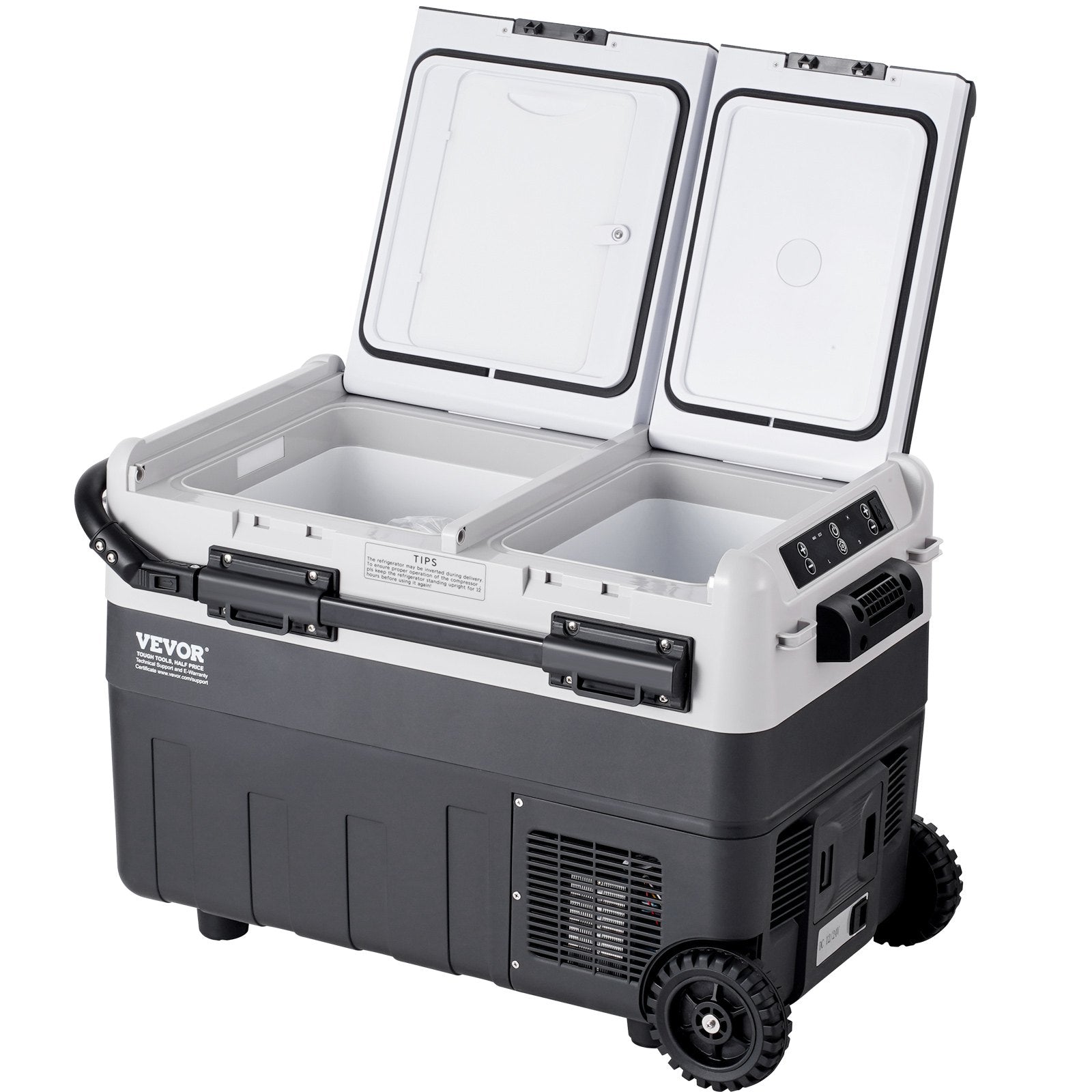 VEVOR Portable Car Refrigerator, 12 Volt Car Refrigerator Fridge, 40 L / 42.3 qt Dual Zone Portable Freezer, -4℉-68℉ Adjustable Temperature, Compressor Cooler for Home, Outdoor, Camping, RV, Car