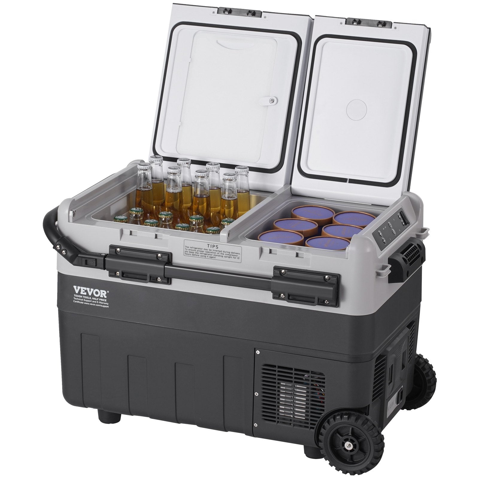 VEVOR Portable Car Refrigerator, 12 Volt Car Refrigerator Fridge, 50 L / 52.8 QT Dual Zone Portable Freezer, -4℉-68℉ Adjustable Temperature, Compressor Cooler for Home, Outdoor, Camping, RV, Car