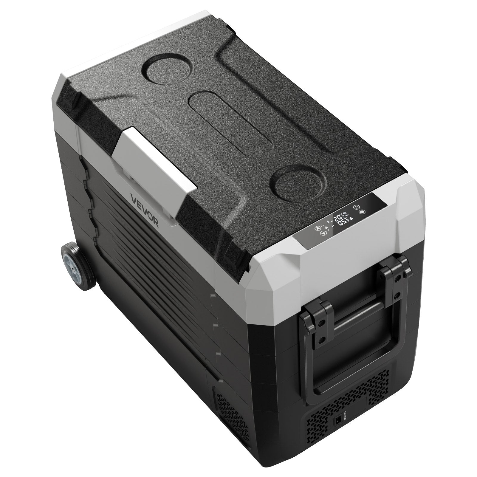 VEVOR Car Refrigerator, DC 12/24V AC100-240V Compressor Electric Cooler,-20°C to 20°C Truck Refrigerator with APP Control, Wheels & Dual Zone, 45L Cars Cooler for RVs, Boats, Camping, Fishing
