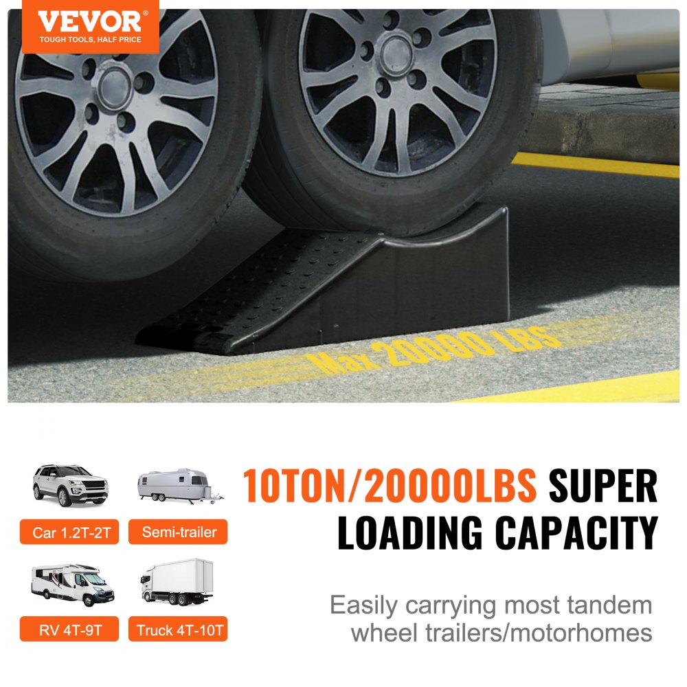 VEVOR Car Plastic Tandem Wheel Change Ramp Caravan Motor Home 20,000 lbs/9071.8 kg 2-Pack
