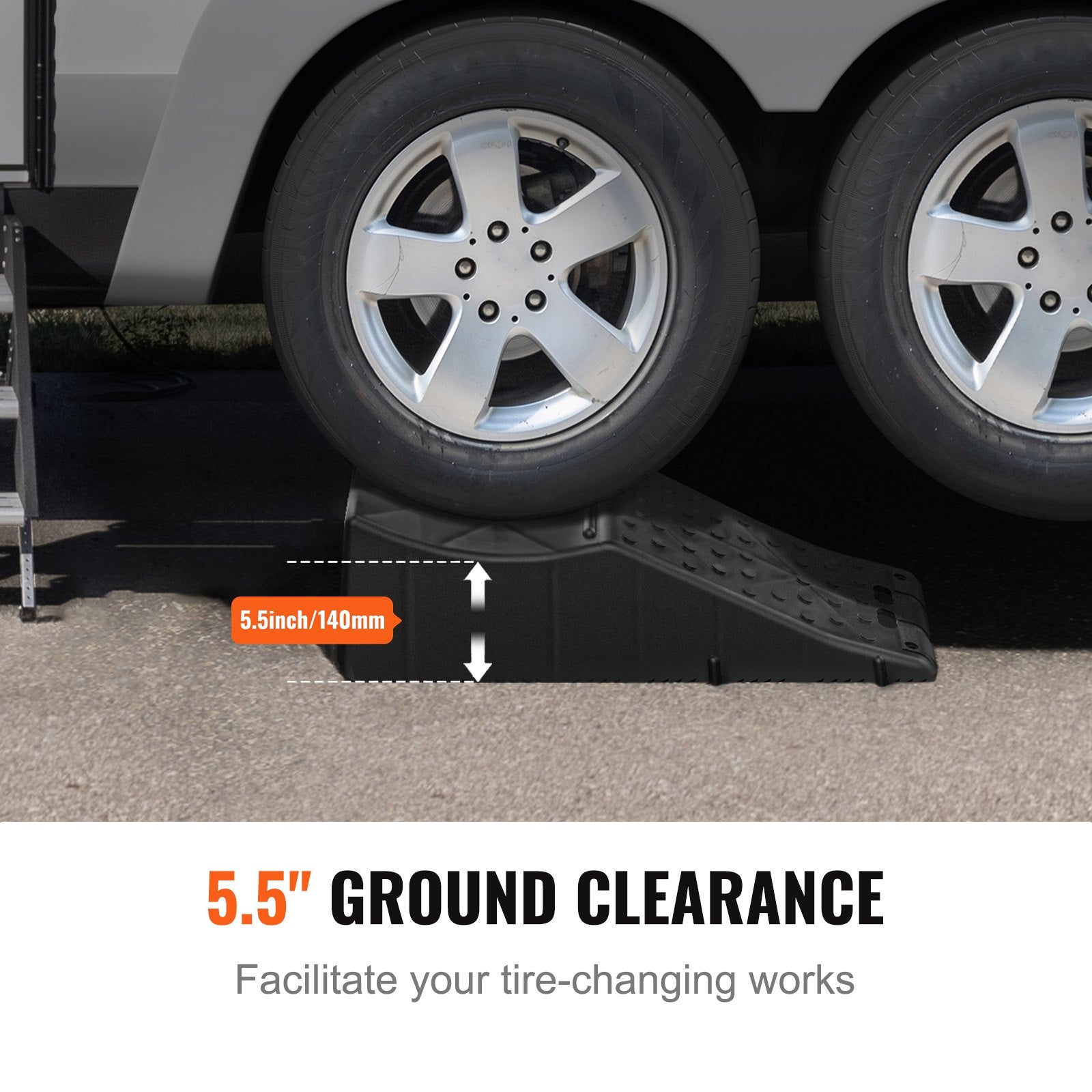 VEVOR Car Ramp, 1 Piece Low Profile Car Service Ramp, 9071.8 kg Loading Capacity, 14 cm Lift Height Car Ramp, Heavy Duty Tire Ramp for Oil Changes Car Lift and Vehicle Maintenance