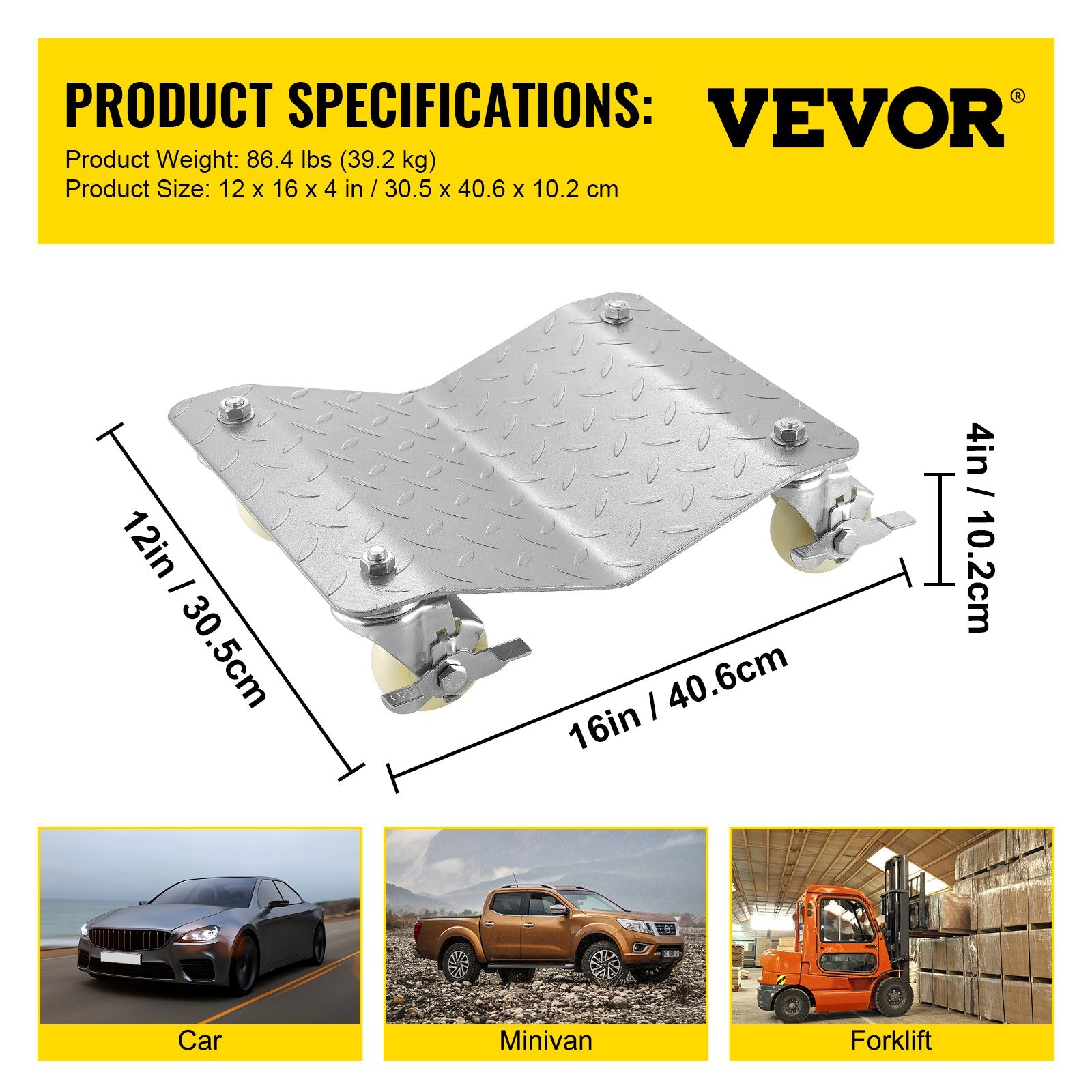 VEVOR Vehicle Positioning Wheel Dollies - 680Kg Per Dolly 2Pcs Tire Car Wheel Dollies Car Skate Dolly Van Positioning Garage Jack