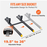 VEVOR Pallet Forks, 907.2 kg Clamp on Pallet Forks, 109.2 cm Total Length Tractor Bucket Forks with Adjustable Stabilizer Bar, Heavy Duty Pallet Forks for Tractor Attachments, Skid Steer, Loader Bucket