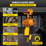 VEVOR Electric Chain Hoist, 2200 lbs Load Capacity, 13 ft Lifting Height, 11 ft/min Speed, 230V, Single Phase Overhead Crane with G80 Chain, 10.8 ft Wired Remote Control for Garage, Shop, Hotel, Home
