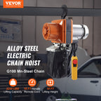 VEVOR Electric Chain Hoist, 2200 lbs Load Capacity, 10 ft Lifting Height, 10.5 ft/min Speed, 230V, Single Phase Overhead Crane with G100 Chain, 10 ft Wired Remote Control for Garage, Shop, Hotel, Home