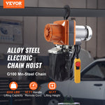 VEVOR Electric Chain Hoist, 2200 lbs Load Capacity, 10 ft Lifting Height, 10.5 ft/min Speed, 230V, Single Phase Overhead Crane with G100 Chain, 10 ft Wired Remote Control for Garage, Shop, Hotel, Home
