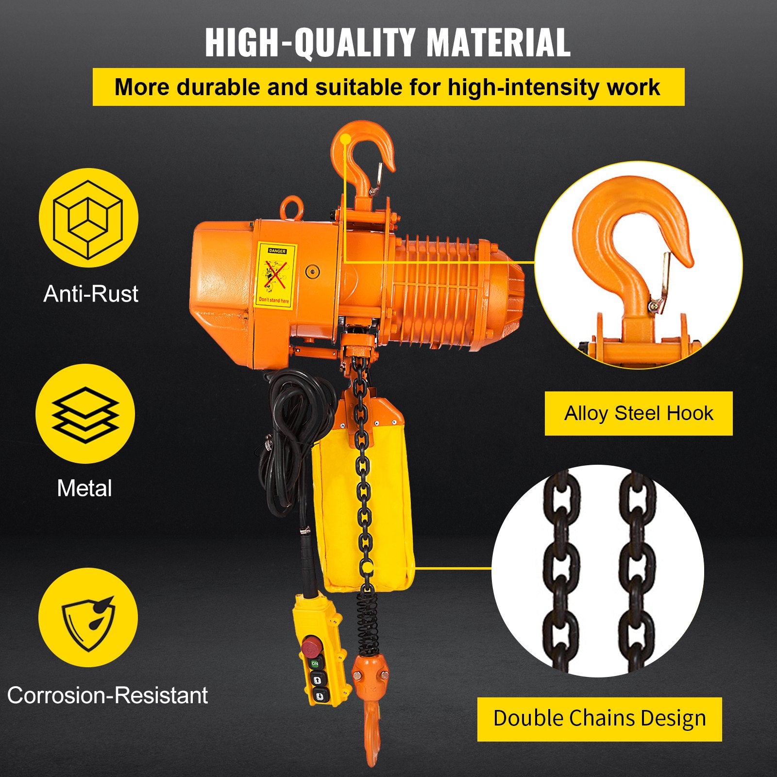 VEVOR Electric Chain Hoist, 2200 lbs Load Capacity, 13 ft Lifting Height, 11 ft/min Speed, 230V, Single Phase Overhead Crane with G80 Chain, 10.8 ft Wired Remote Control for Garage, Shop, Hotel, Home