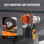 VEVOR Electric Chain Hoist, 2200 lbs Load Capacity, 10 ft Lifting Height, 10.5 ft/min Speed, 230V, Single Phase Overhead Crane with G100 Chain, 10 ft Wired Remote Control for Garage, Shop, Hotel, Home