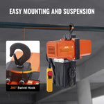 VEVOR Electric Chain Hoist Single Phase Crane Hoist 499 kg Load 457.2 cm Lifting