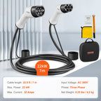 VEVOR Type 2 to Type 2 EV Charging Cable, 32Amp, 22kW 7 Meters Three Phase Electric Vehicle Car Charging Cable, IP66 Waterproof w Carry Bag, for IEC62196 EV & Plug-in Hybrid Electric Vehicle, CE&TUV
