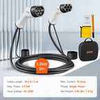 VEVOR Type 2 to Type 2 EV Charging Cable, 16Amp, 3.6kW 5 Meters Single Phase Electric Vehicle Car Charging Cable, IP66 Waterproof w Carry Bag, for IEC62196 EV & Plug-in Hybrid Electric Vehicle, CE&TUV