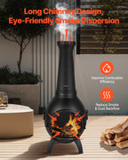 VEVOR Chiminea, 18 Inch Outdoor Wood Burning Firepit, Spherical Fireplace for BBQ & Warming, Outside Wooden Fire Pit with Grill Mesh, Chimney Coat & Rustproof Chiminea Lid, for Patio, Garden, Backyard