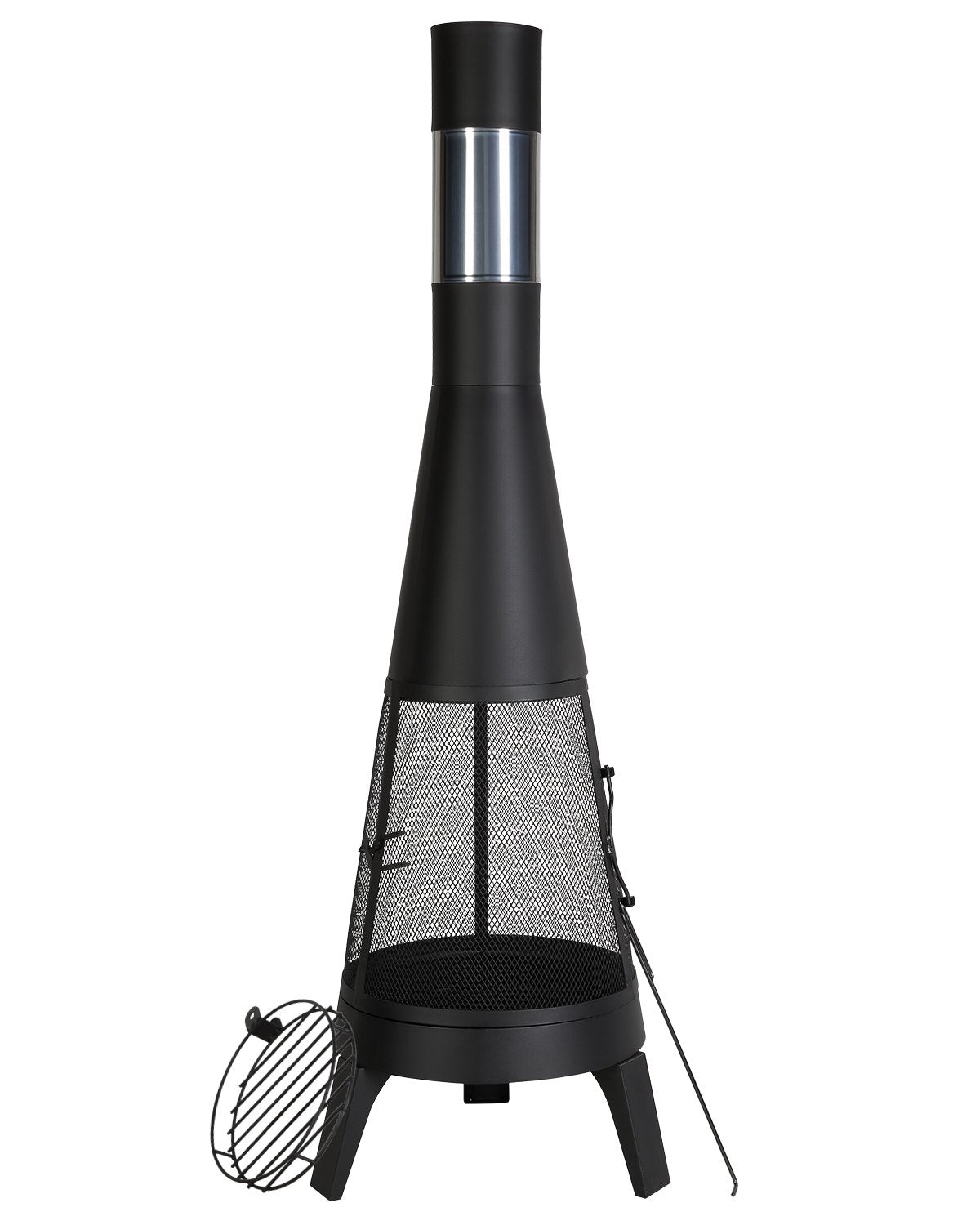 VEVOR Chiminea, 20 Inch Outdoor Wood Burning Firepit, Conical Fireplace for BBQ & Warming, Outside Wooden Fire Pit with Grill Mesh, Chimney Coat & Rustproof Chiminea Lid, for Patio, Garden, Backyard