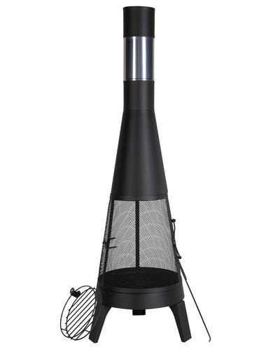 VEVOR Chiminea, 20 Inch Outdoor Wood Burning Firepit, Conical Fireplace for BBQ & Warming, Outside Wooden Fire Pit with Grill Mesh, Chimney Coat & Rustproof Chiminea Lid, for Patio, Garden, Backyard