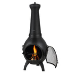 VEVOR Chiminea, 22 Inch Outdoor Wood Burning Firepit, Spherical Fireplace for BBQ & Warming, Aluminum Wooden Fire Pit with Grill Mesh, Chimney Coat & Rustproof Chiminea Lid, for Patio/Garden/Backyard