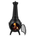 VEVOR Chiminea, 22 Inch Outdoor Wood Burning Firepit, Spherical Fireplace for BBQ & Warming, Aluminum Wooden Fire Pit with Grill Mesh, Chimney Coat & Rustproof Chiminea Lid, for Patio/Garden/Backyard