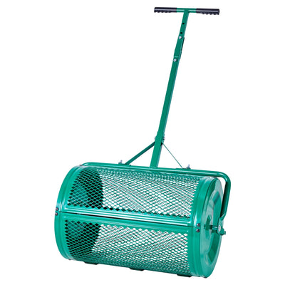 VEVOR Compost Spreader, 24 in Wide Peat Moss Spreader with Push/Tow Handle, 4 Heights Adjustable, Powder-Coated Steel Garden Peat Moss Roller, Heavy Duty Grass Seed Spreaders for Planting Seeding