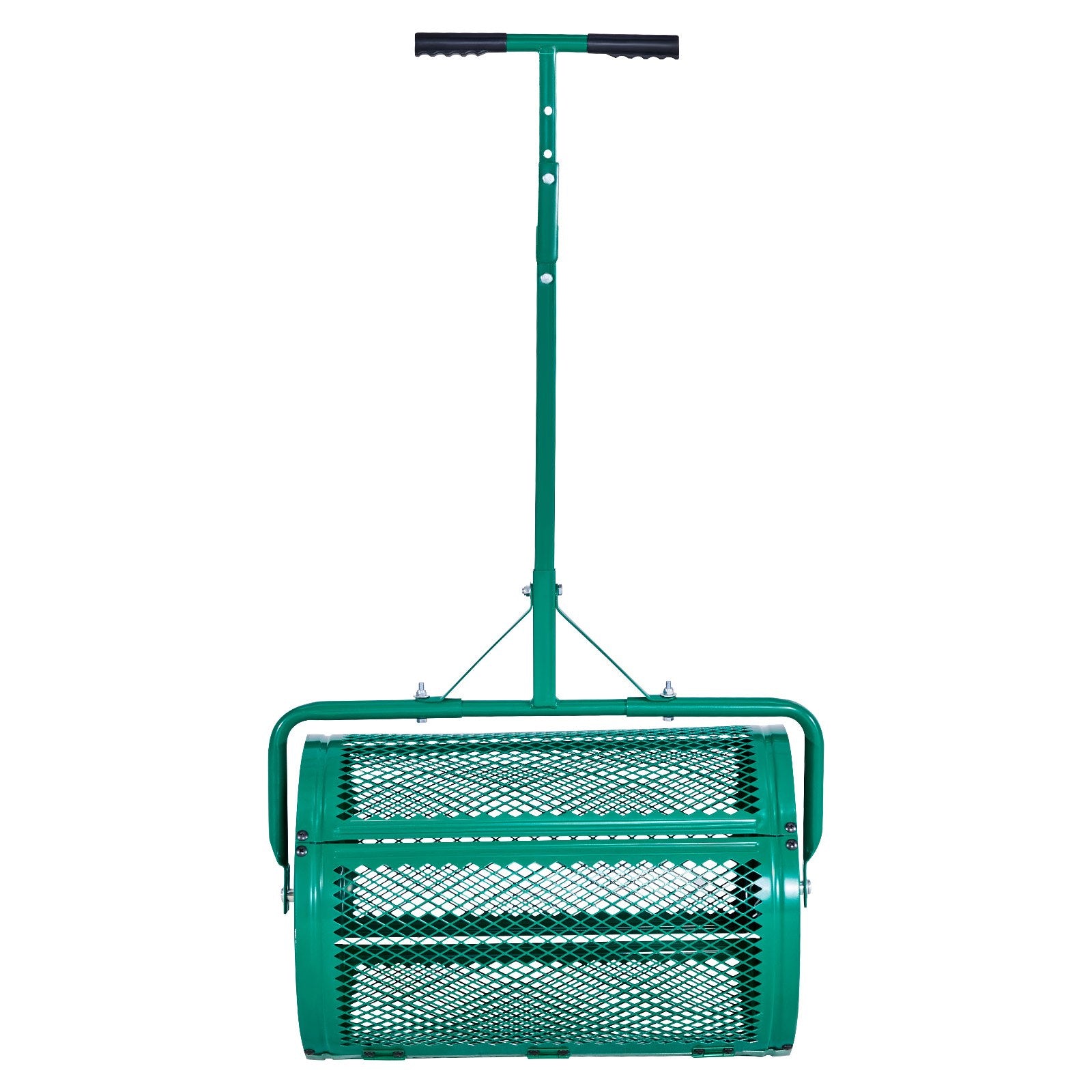 VEVOR Compost Spreader, 24 in Wide Peat Moss Spreader with Push/Tow Handle, 4 Heights Adjustable, Powder-Coated Steel Garden Peat Moss Roller, Heavy Duty Grass Seed Spreaders for Planting Seeding